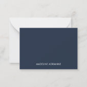 Personalisierte moderne minimalistische Navy-Name  Mitteilungskarte (Rückseite)