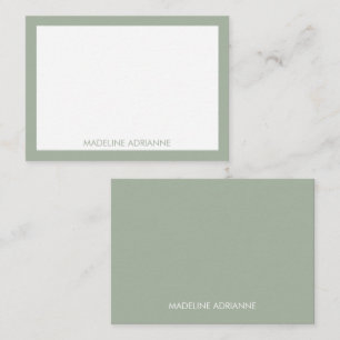 Personalisierte moderne minimalistische Salbeigrün Mitteilungskarte