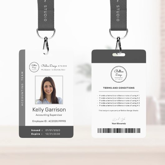 Personalisierte moderne Mitarbeiter-ID mit Barcode Ausweis