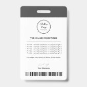 Personalisierte moderne Mitarbeiter-ID mit Barcode Ausweis (Rückseite)