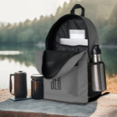 Personalisierte moderne Monogram-Initials grauschw Bedruckter Rucksack