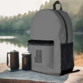 Personalisierte moderne Monogram-Initials grauschw Bedruckter Rucksack