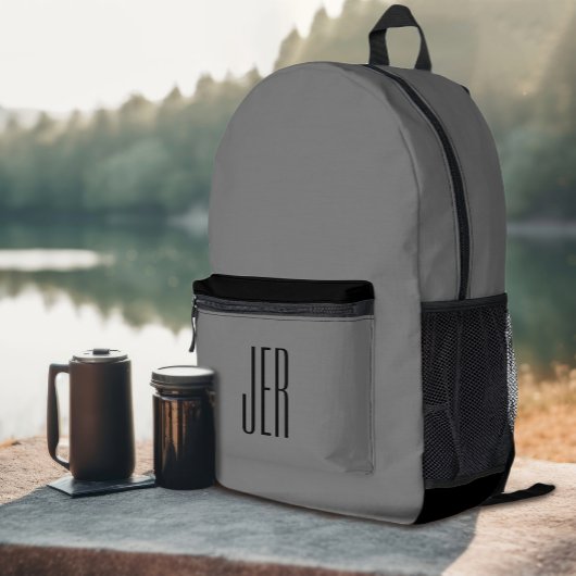Personalisierte moderne Monogram-Initials grauschw Bedruckter Rucksack