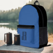 Personalisierte moderne Monogram-Initials Schwarz Bedruckter Rucksack