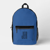 Personalisierte moderne Monogram-Initials Schwarz  Bedruckter Rucksack (Vorderseite)