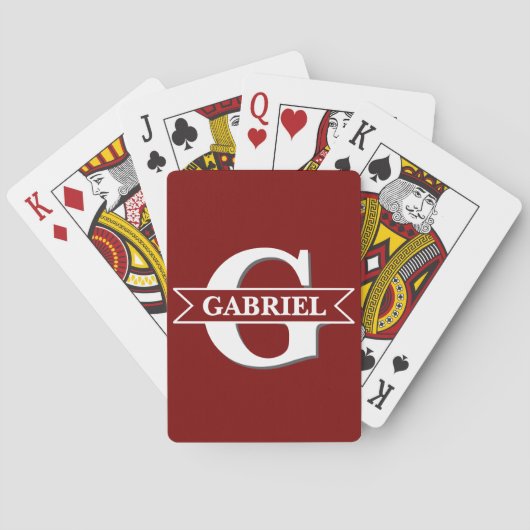 Personalisierte moderne Monogram Name Poker Cards Spielkarten (Rückseite)