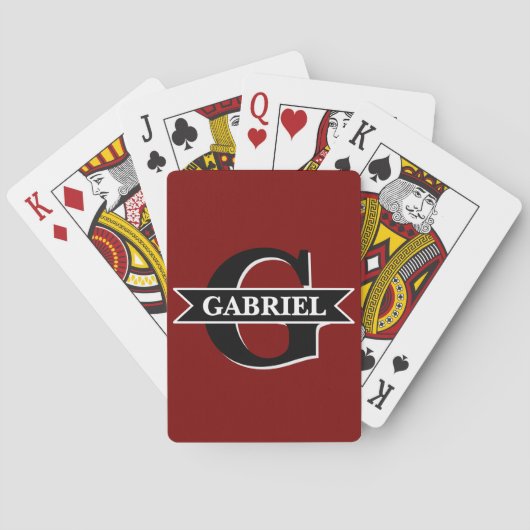 Personalisierte moderne Monogram Name Poker Cards Spielkarten (Rückseite)