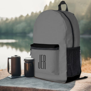 Personalisierte moderne Monogramm-Initialen Grau S Bedruckter Rucksack