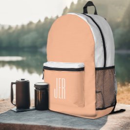 Personalisierte moderne Monogramm-Initialen Pfirsi Bedruckter Rucksack