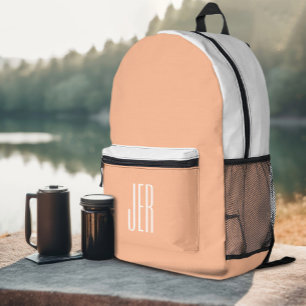 Personalisierte moderne Monogramm-Initialen Pfirsi Bedruckter Rucksack