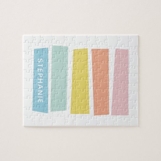 Personalisierte, moderne Pastellstreifen Puzzle (Horizontal)