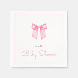 Personalisierte moderne Pink Bow Babydusche Serviette