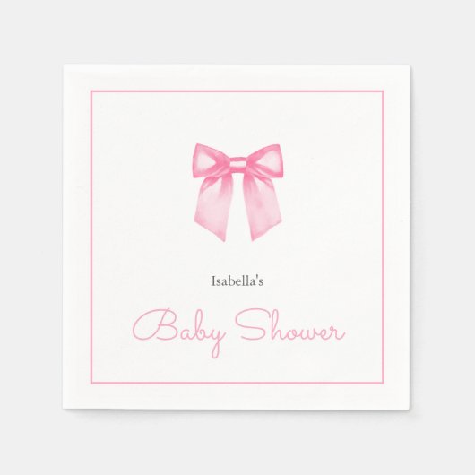 Personalisierte moderne Pink Bow Babydusche Serviette (Vorderseite)