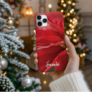 Personalisierte moderne Poinsettia High Poly Handy iPhone 16 Pro Hülle