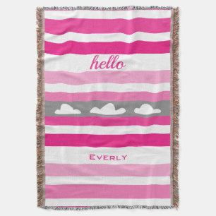 Personalisierte moderne rosa gestreifte Wolken Decke