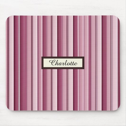 Personalisierte moderne rosa Mauve Vertikale Strei Mousepad (Vorne)