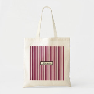 Personalisierte moderne rosa Mauve Vertikale Strei Tragetasche