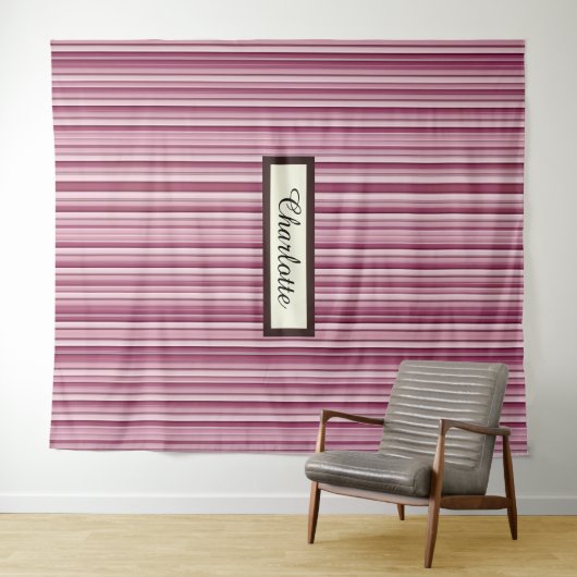 Personalisierte moderne rosa Mauve Vertikale Strei Wandteppich (Beispiel (Horizontal))