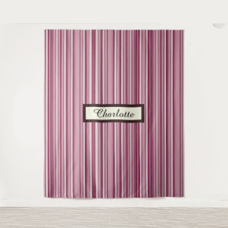 Personalisierte moderne rosa Mauve Vertikale Strei Wandteppich