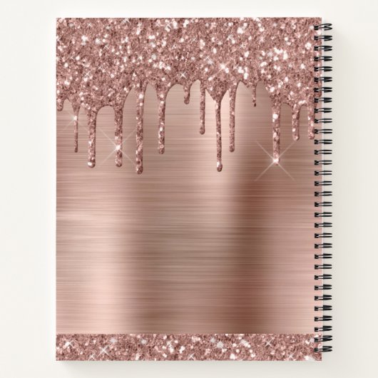 Personalisierte moderne Rosa Rose Gold Glitzer Tro Notizblock (Rückseite)