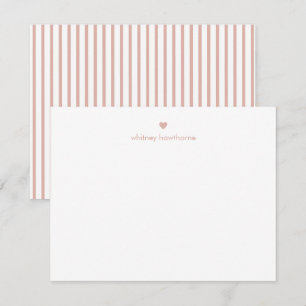Personalisierte moderne rosa Streifen & Herz Mitteilungskarte
