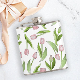 Personalisierte moderne rosa Tulpe Flachmann