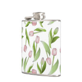 Personalisierte moderne rosa Tulpe Flachmann (Links)
