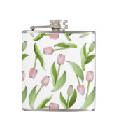 Personalisierte moderne rosa Tulpe Flachmann (Vorderseite)