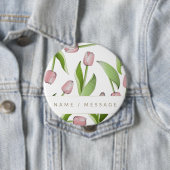 Personalisierte moderne rosa Tulpenblüte Button (Beispiel)