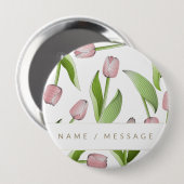 Personalisierte moderne rosa Tulpenblüte Button (Vorne & Hinten)