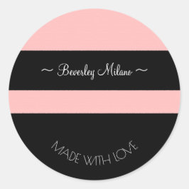 Personalisierte, moderne rosa und schwarze Aufkleb Runder Aufkleber