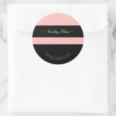 Personalisierte, moderne rosa und schwarze Aufkleb Runder Aufkleber (Tasche)