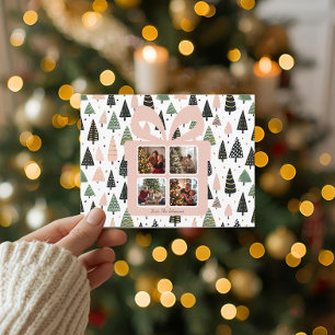 Personalisierte moderne rosa Weihnachts-Fotokarte Postkarte