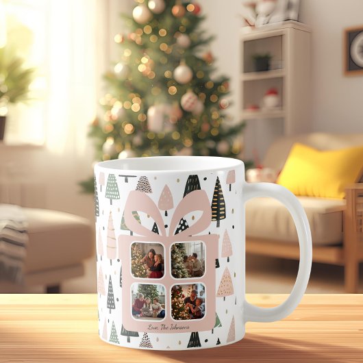 Personalisierte moderne rosa Weihnachtsgeschenkbox Kaffeetasse