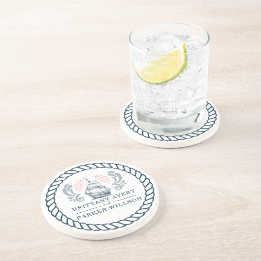 Personalisierte moderne Schönheits-Hochzeit Getränkeuntersetzer (Seite)