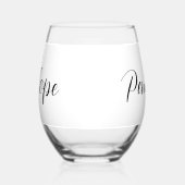 Personalisierte moderne Schrift Weinglas Ohne Stiel (Links)