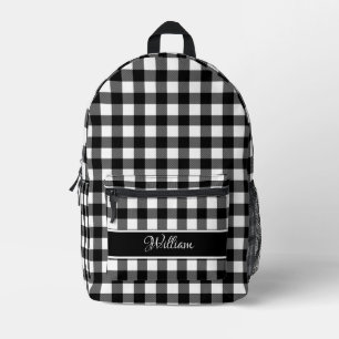 Personalisierte moderne Schwarz-Weiß-Büffelkaros Bedruckter Rucksack
