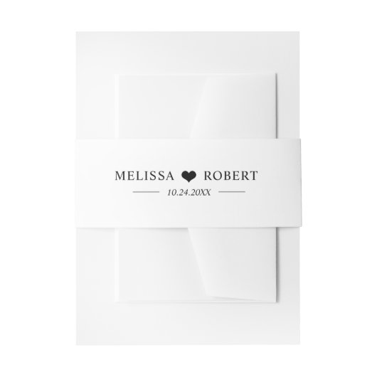 Personalisierte Moderne Schwarz-Weiß-Hochzeit Einladungsbanderole (Vorderseite Beispiel)