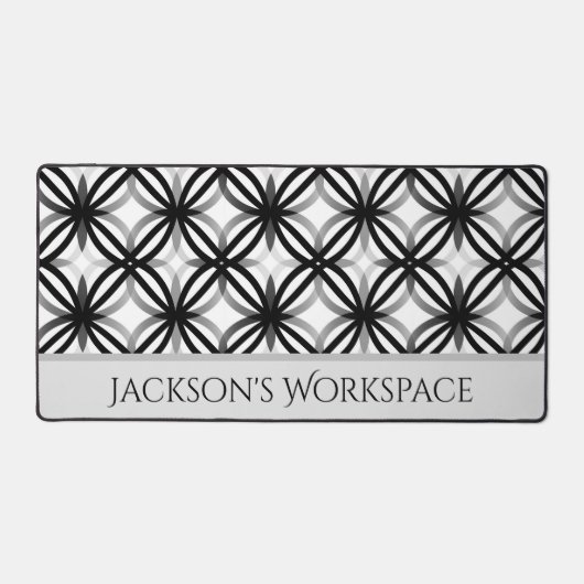 Personalisierte, moderne Schwarz-Weiß-Schreibmatte Schreibtischunterlage (Vorderseite)