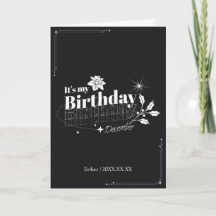 Personalisierte moderne schwarze Floral-Geburtstag Karte