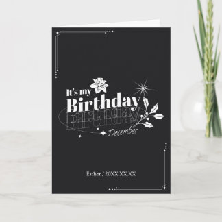 Personalisierte moderne schwarze Floral-Geburtstag Karte