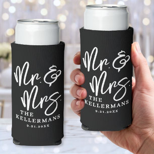 Personalisierte moderne schwarze Hochzeit Selters Dosenkühler