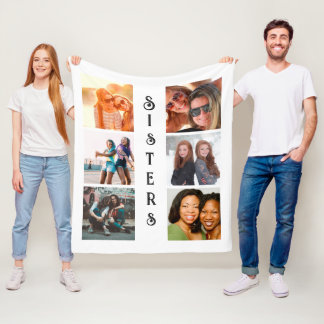 Personalisierte moderne Schwestern 6 FotoCollage Fleecedecke