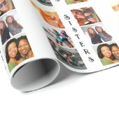 Personalisierte moderne Schwestern 6 FotoCollage Geschenkpapier (Rolleneckpunkt)