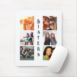 Personalisierte moderne Schwestern 6 FotoCollage Mousepad