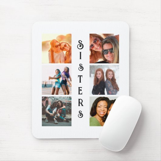 Personalisierte moderne Schwestern 6 FotoCollage Mousepad (Mit Mouse)