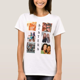 Personalisierte moderne Schwestern 6 FotoCollage T-Shirt