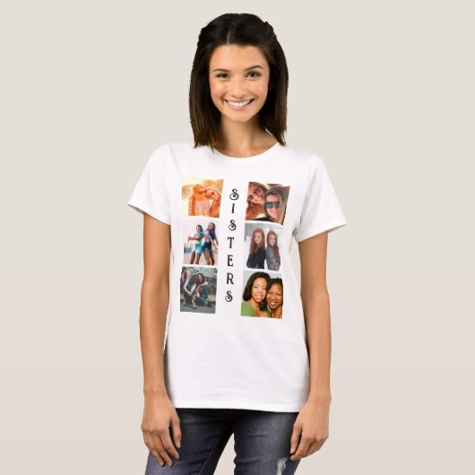 Personalisierte moderne Schwestern 6 FotoCollage T-Shirt (Vorne ganz)