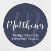 Personalisierte moderne Script-Monogramm und Famil Etiketten (Design 2)
