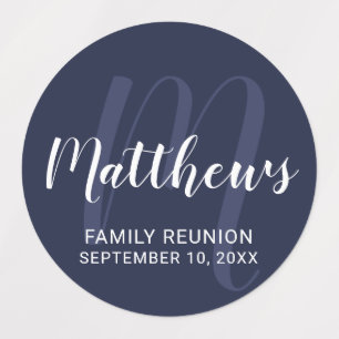 Personalisierte moderne Script-Monogramm und Famil Etiketten